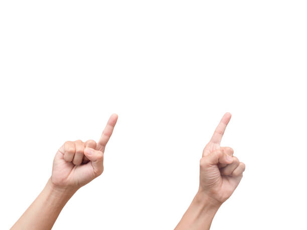 istock Isolated og man hand point double finger up 1432535186
