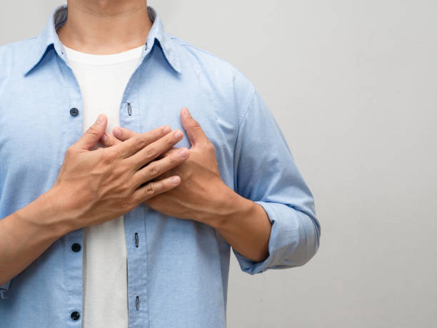 istock Close-up man touch his chest for lover portrait studio shot 1432535269