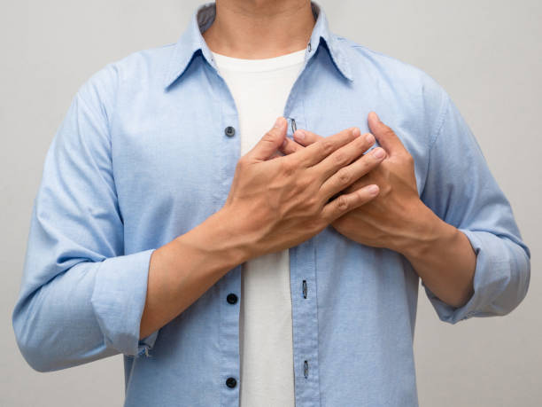istock Close-up man touch his chest for lover portrait studio shot 1432535275