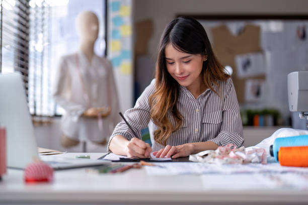 istock Young professional clothes fashion textile creative thinking designer 1432535498