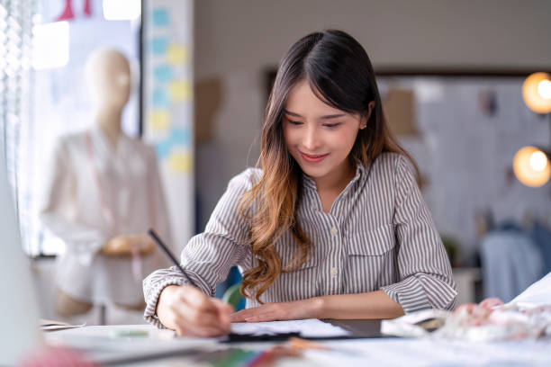 istock Young professional clothes fashion textile creative thinking designer 1432536854