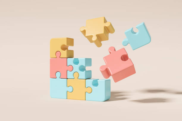 istock Colorful puzzles joining together, connection concept 1432537478