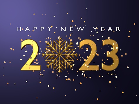 istock 2023 New Year Greeting Card with Happy New Year Text on Purple Background 1432537677