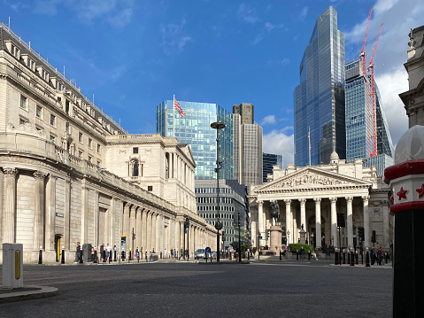 London, UK - October 6, 2022: The Bank of England building on Threadneedle Street can be seen during a normal business day in central London, England.