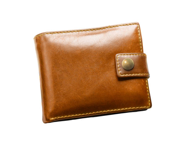 Brown leather wallet isolated on a white