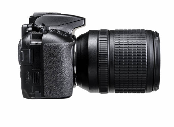 istock DSLR photo camera side view isolated on a white background. 1432538315