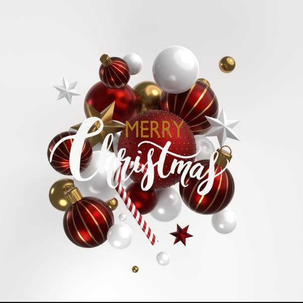 istock Christmas New Year Greeting Card Background with Ornaments on White Background 1432539915