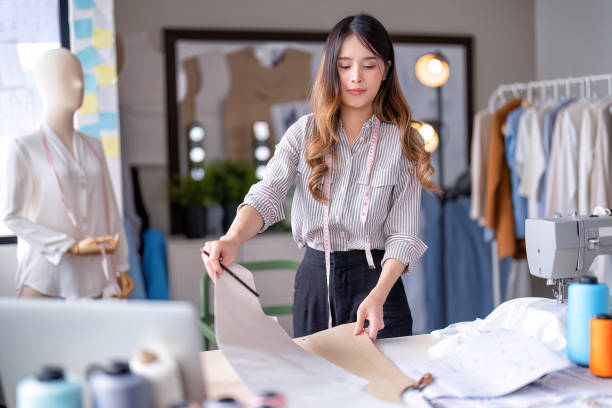 istock Young professional clothes fashion textile creative thinking designer 1432540013
