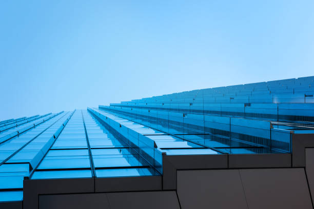 istock Modern glass  facade of an office building. View from below. 1432540966