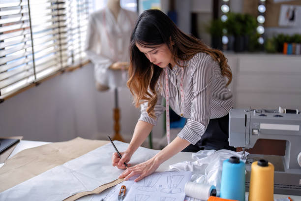 istock Young professional clothes fashion textile creative thinking designer 1432541642
