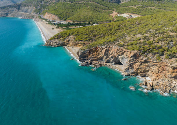 istock Yarisli Cave Beach Drone Photo, Gulnar Mersin, Turkey 1432544915