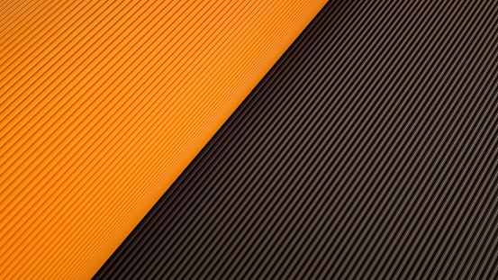 Orange and black color cardboard paper background , 3d render.