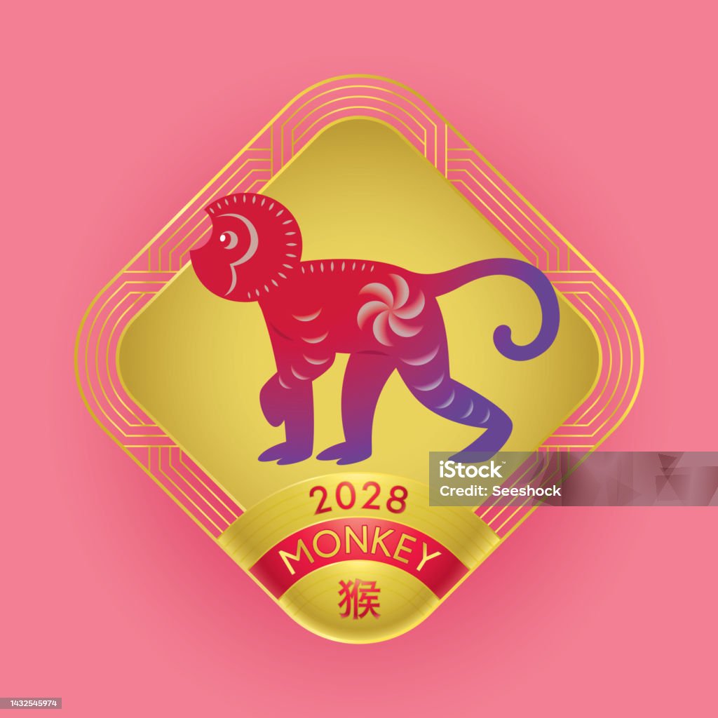 Chinese Zodiac Animal Sign Monkey 2028 Translate Monkey Stock
