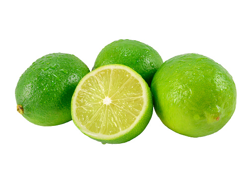 Ripe lime green with cutting half. design element