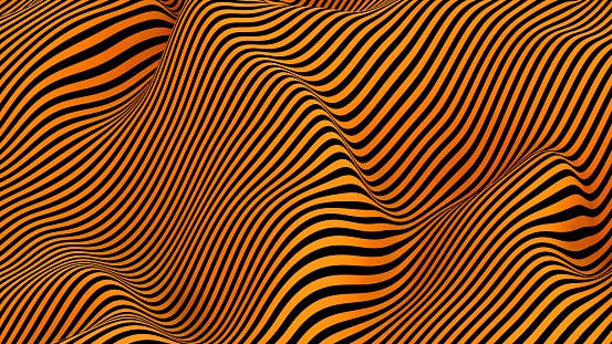 3d rendering of abstract striped wavy cloth fabric texture Halloween background.