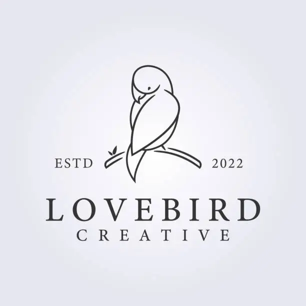 Vector illustration of simple lovebird line art icon vector illustration design