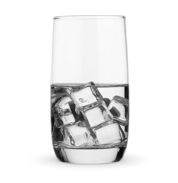 istock Glass of water with ice isolated on white 1432552988