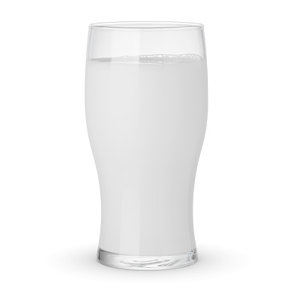 Glass of fresh milk isolated on white background. Dairy product. Clipping path included