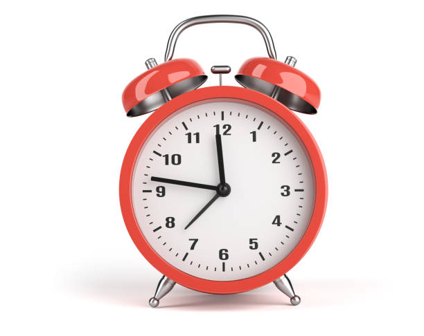istock Red Alarm clock isolated on white background 1432553120