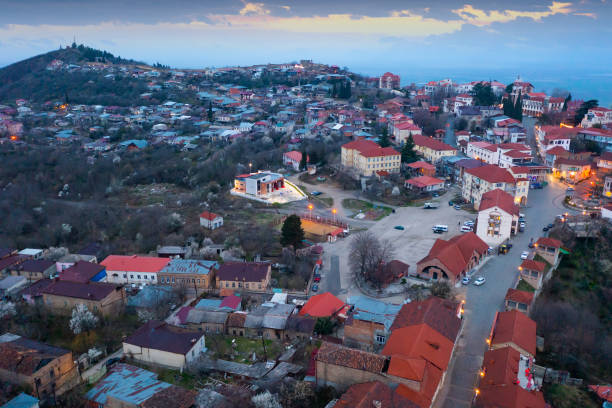 istock View from drone of Signagi in spring twilight, Georgia 1432559576