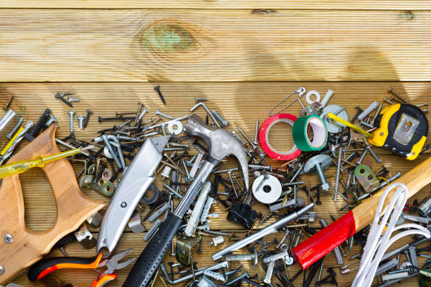 istock Hand tools for repairing on wooden surface in workshop 1432559664
