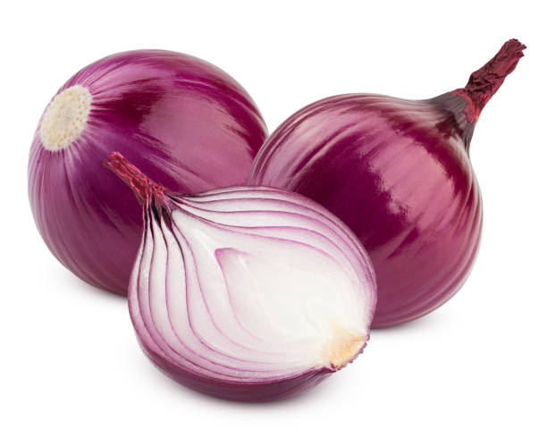 istock red onion isolated on white background, clipping path, full depth of field 1432560376