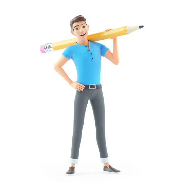 istock 3d man carrying pencil on his shoulders 1432566137