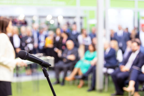 istock Business presentation or corporate conference event. Public speaking concept. 1432566977