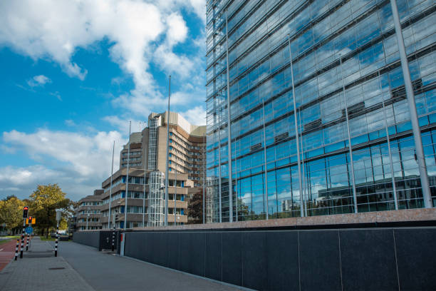 istock Solar panels built into a modern glass building 1432569403