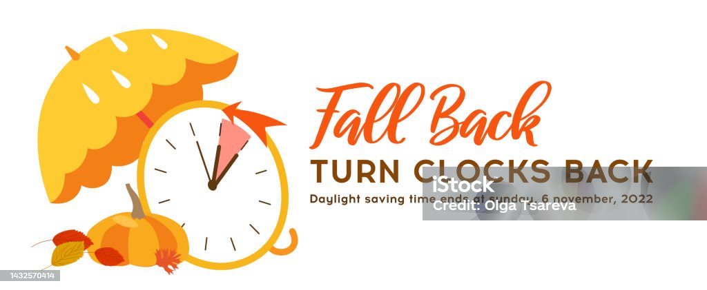 Fall Back Banner Daylight Saving Time Ends Web Reminder Change Clock ...