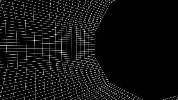 Abstract 80s styled computer background. Sci-fi architecture interior with retro lines. Synthwave or retrowave grid room. Abstract 80s styled computer background. Sci-fi architecture interior with retro lines. Synthwave or retrowave grid room octagon house stock illustrations