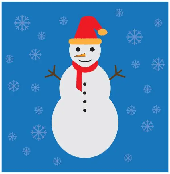 Vector illustration of Snowman icon, Happy New Year symbol