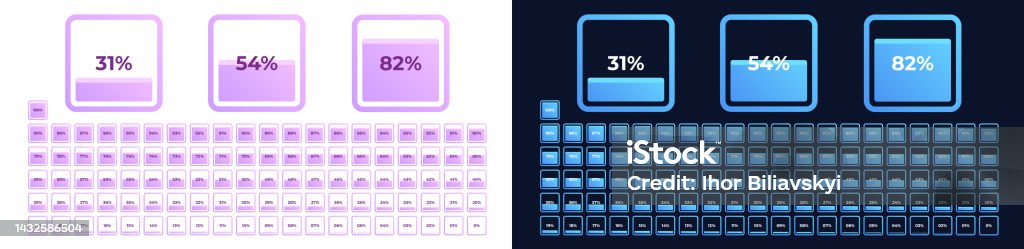 Loading Numbers Ui Loading Indicator Progress Bar Filling Capacity Blue Color Black ...