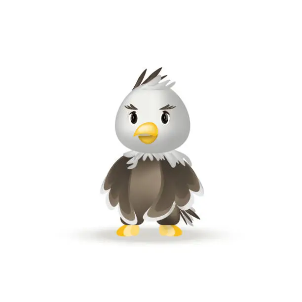 Vector illustration of Vector eagle. Cute eagle, 3d cartoon character.