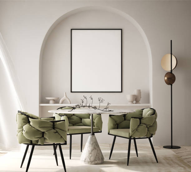 istock mock up poster frame in modern interior background, living room, Contemporary style, 3D render, 3D illustration 1432588886