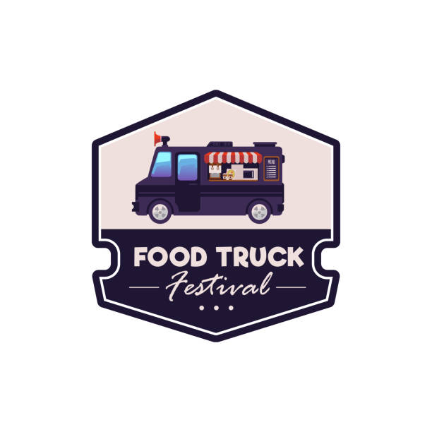 illustrations, cliparts, dessins animés et icônes de logo ou autocollant de food truck, illustration vectorielle plate isolée sur fond blanc. - spice store