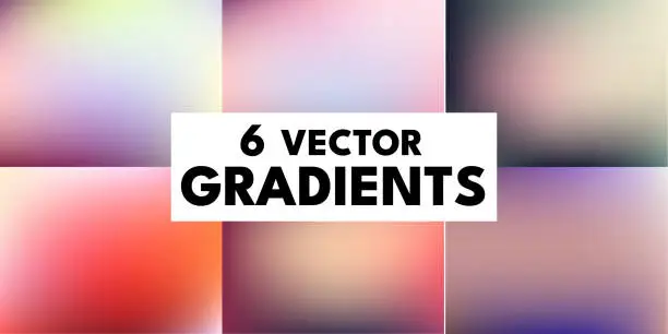 Vector illustration of A set of vector gradients in trending cool color combinations.