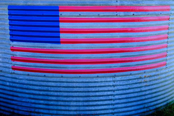 American flag painted on grain silo Americana
