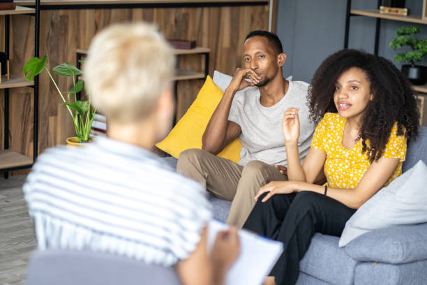 istock Young couple in a marriage counselling session 1432599417