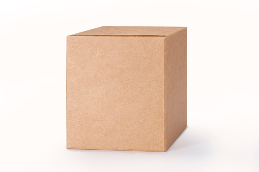 Close up of a Brown box on white background with clipping path