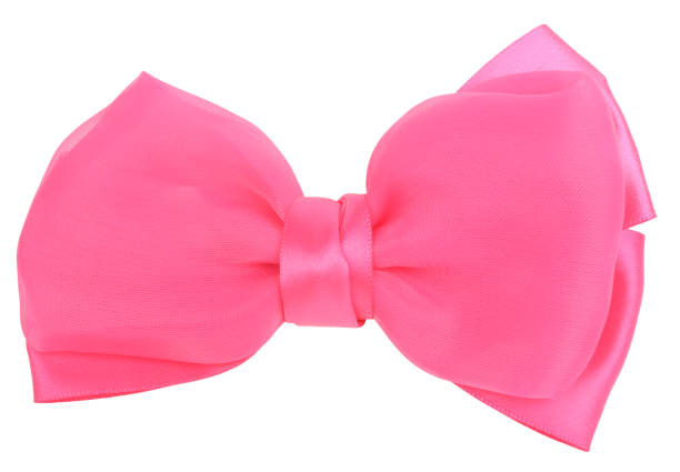 Pink hair bow tie fancy accessory. Beauty items concept stock photo