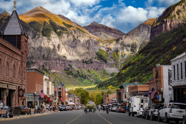 Telluride Colorado during the fall season Telluride Colorado during the fall season aspen tree stock pictures, royalty-free photos & images