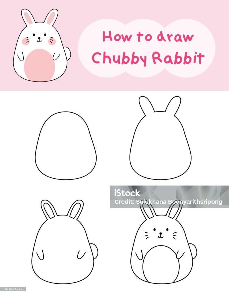 Purple Rabbit Draw Simple How To Draw Doodle Cute Rabbit For Coloring Book Vector Illustration ...