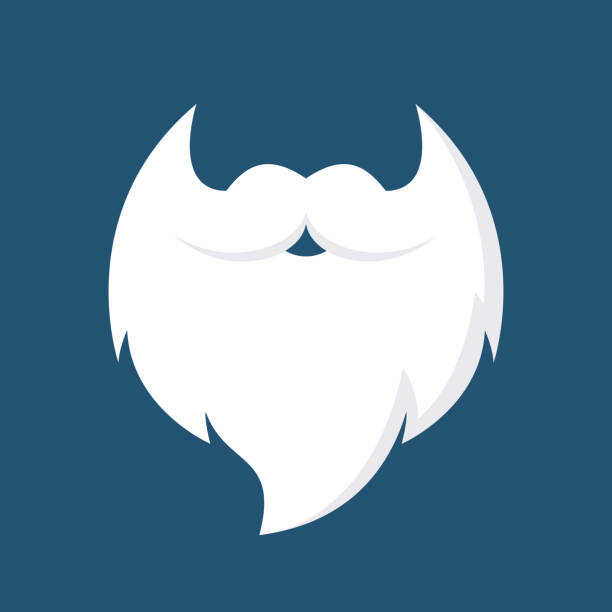 Cartoon Santa Claus Moustache and Beard. Isolated on Background