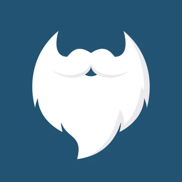 Vector illustration of Santa Claus Moustache and Beard. Christmas Elements. Vector Isolated Stock Illustration