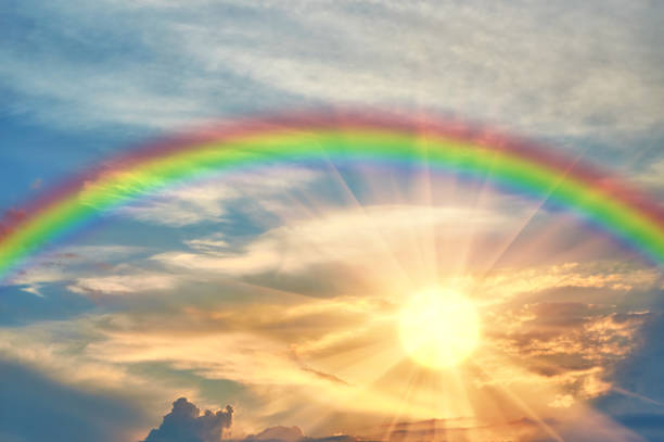 istock Rainbow in the beautiful sky at sunset 1432606898