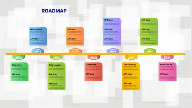 Vector illustration of Roadmap with colorful copy space on light background. Horizontal infographic timeline template for business presentation. Vector.