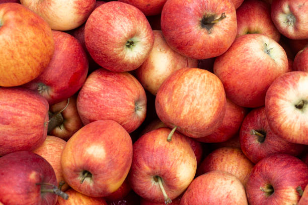 istock Background with fresh red apples. Top view, flat lay 1432608168