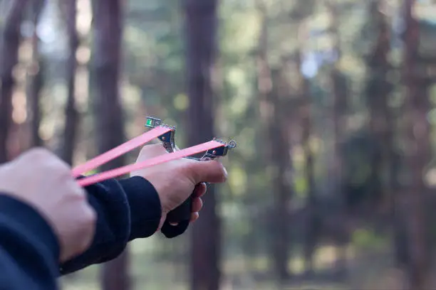 sports slingshot in hand close up