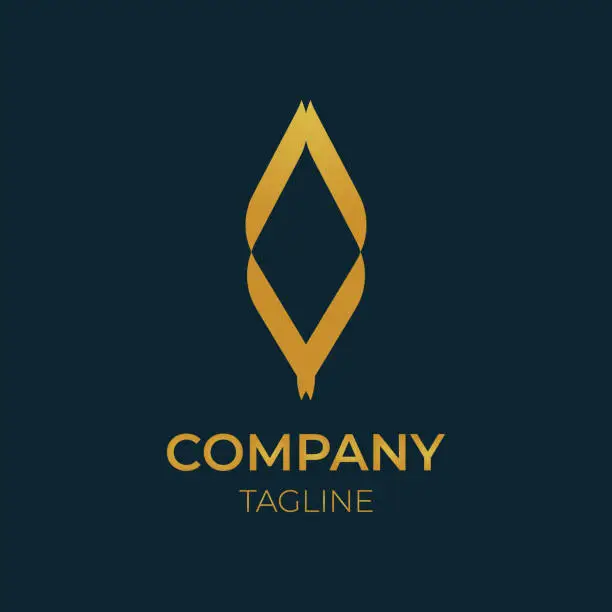 Vector illustration of Luxury triangle leaf vector. Golden business elegant leaf, natural logo. Creative Idea logos designs.